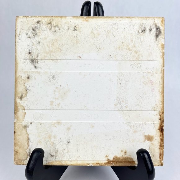 Vintage Wheeling Cushion Hand Painted Rural Village Scene 6" Square Tile Trivet - Picture 2 of 11